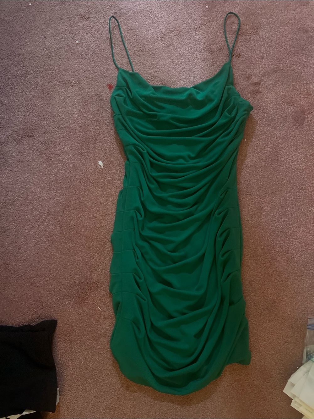 Alice + Olivia Green Ruched Slip Mini Dress